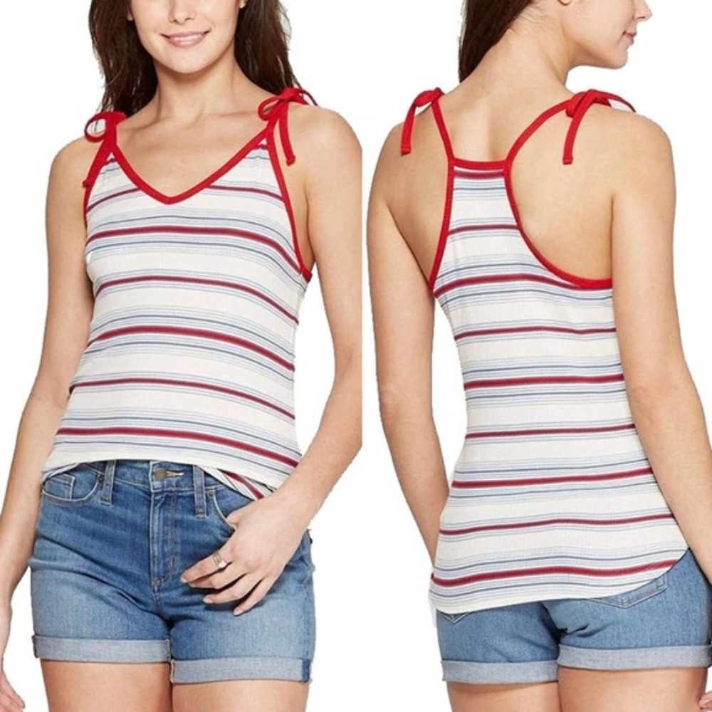 Universal thread American Striped tank Tie shoulder straps bnwt